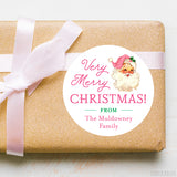 Pink Vintage Santa Very Merry Christmas Labels