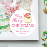 Pink Vintage Santa Very Merry Christmas Labels