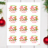 Elf Donuts Christmas Labels