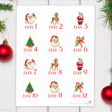12 Days of Christmas Gift Labels - Vintage Santa