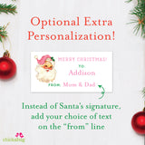 To Child From Santa Christmas Gift Labels - Pink Vintage Santa