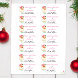 To Child From Santa Christmas Gift Labels - Pink Vintage Santa