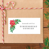 Poinsettia & Greenery Homemade Christmas Gift Labels