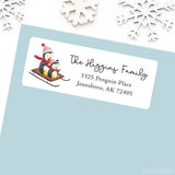 Sledding Penguins Winter Address Labels