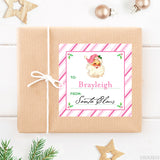 Signed by Santa Christmas Gift Labels - Pink Vintage Santa