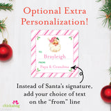 Signed by Santa Christmas Gift Labels - Pink Vintage Santa