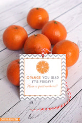 Free Printable "Orange You Glad It's Friday" Gift Tags (INSTANT DOWNLOAD)