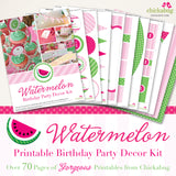 Pink Watermelon Birthday Party Printable Decor Kit (Digital File)