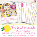 Pink Lemonade Birthday Party Printable Decor Kit (Digital File)