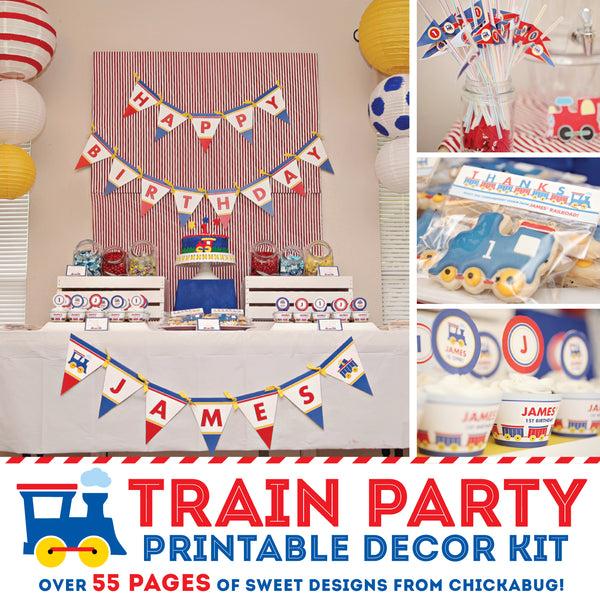 Train Birthday Party Printable Decor Kit (Digital File)