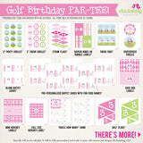 Pink Golf Birthday Party Printable Decor Kit (Digital File)