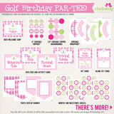 Pink Golf Birthday Party Printable Decor Kit (Digital File)