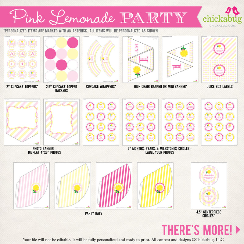 Pink Lemonade Birthday Party Printable Decor Kit (Digital File)