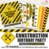 Construction Birthday Party Printable Decor Kit (Digital File)