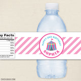 Pink Carnival Birthday Party Water Labels