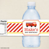 Fire Truck Birthday Party Water Labels