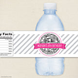 Disco Dance Birthday Water Bottle Labels