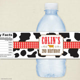 Vintage Farm Birthday Party Water Labels
