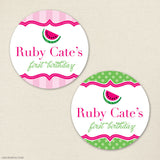 Pink Watermelon Birthday Stickers