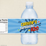 Superhero Birthday Party Water Labels