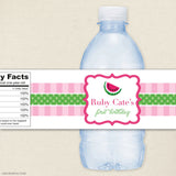 Pink Watermelon Birthday Party Water Labels