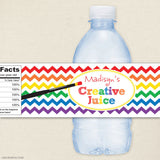 "Creative Juice" Art Birthday Party Water Labels