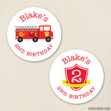 Fire Truck Birthday Stickers