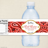 "Well Water" Birthday Party Water Labels - Bandana