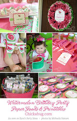 Pink Watermelon Birthday Party Water Labels