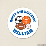 Blue Sports Birthday Stickers