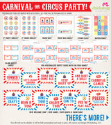 Carnival Birthday Party Printable Decor Kit (Digital File)