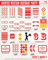 Country Western Birthday Party Printable Decor Kit (Digital File)
