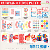 Carnival Birthday Party Printable Decor Kit (Digital File)
