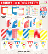 Carnival Birthday Party Printable Decor Kit (Digital File)