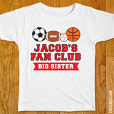 Sports Birthday "Fan Club" Iron-On - Red