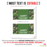 Army Party Treat Bag Label (EDITABLE INSTANT DOWNLOAD)
