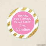 Gold and Pink Party Favor Stickers