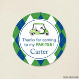 Navy Argyle Golf Party Favor Stickers