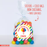 Rainbow Balloons & Stripes Birthday Party Favor Labels