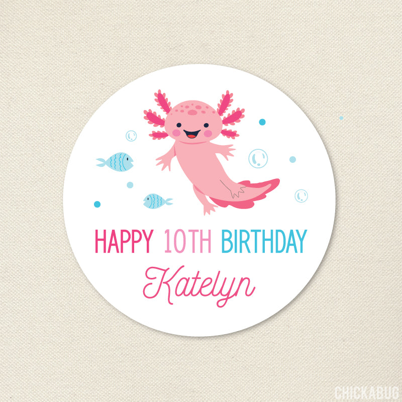 Axolotl Party Favor Tags, Personalized Axolotl Thank You Tags, Axolotl  Birthday Party Favors, You Print or We Print 