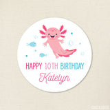 Axolotl Birthday Party Stickers