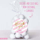 Pink and Gold "Thank You" Stickers