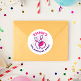 Pink Bowling Birthday Stickers