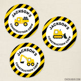 "Construction Crew" Birthday Stickers