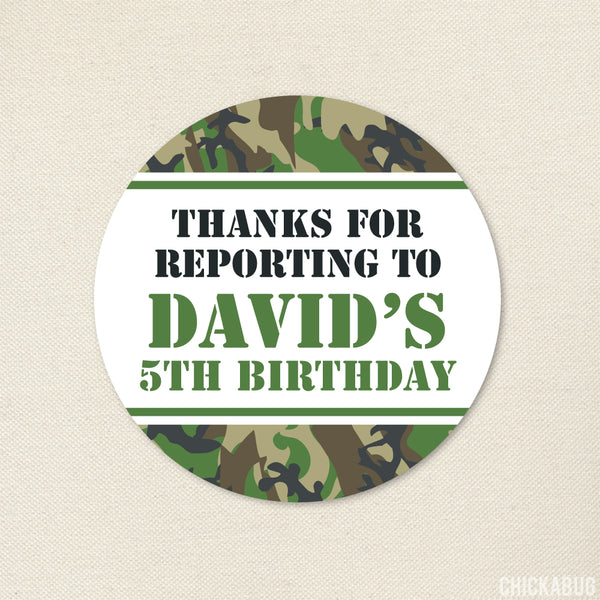 Army Camo Party Favor Stickers