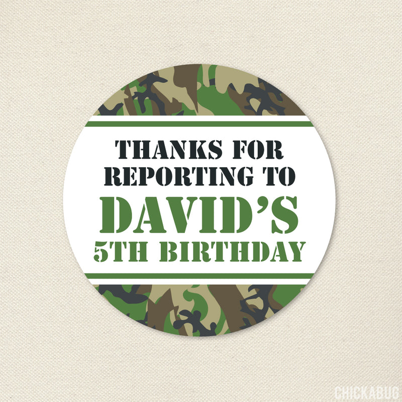 Army Camo Party Favor Stickers