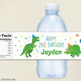Dinosaur Birthday Party Water Labels