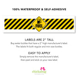 Construction Fuel Sign Birthday Party Water Labels