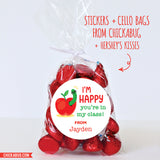 Apple & Worm "Happy You're In My Class" Back to School Stickers