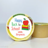 Apple and Books Happy Back to School Stickers